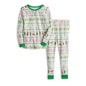 NWT Jammies For Your Families Surfing Santa Top & Pants Christmas Pajama Set